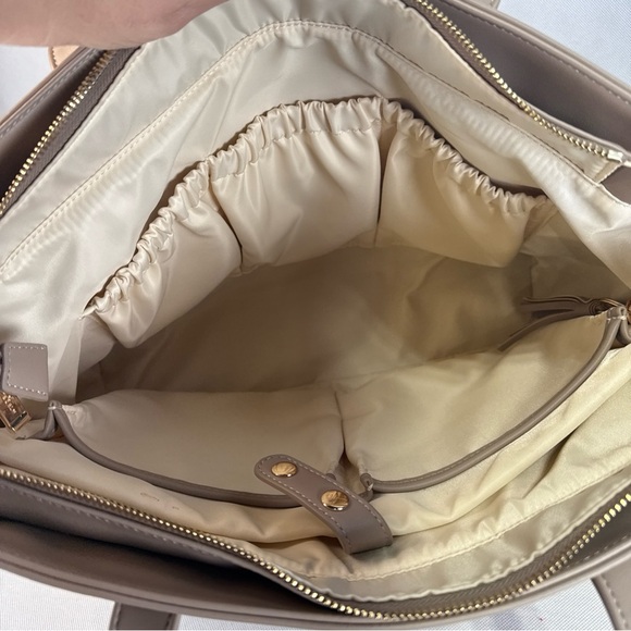 White Elm Aquila Tote Bag Taupe Laptop Bag Travel W/ Padded Crossbody Strap - Picture 6 of 16